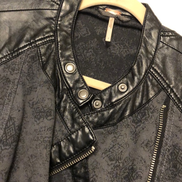 Free people leather trimmed jacket - Picture 2 of 4